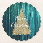 Pine Green Tinsel Gold Weihnachtsbaum Untersetzer (Vorderseite)