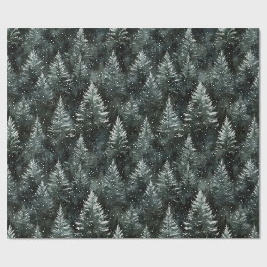 Pine Green Trees Christmas Geschenkpapier (Flach)
