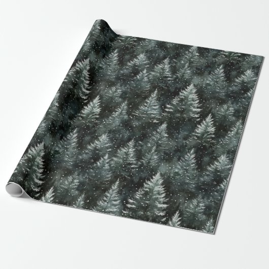 Pine Green Trees Christmas Geschenkpapier (Ungerollt)