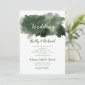 Pine Green Watercolor Wash Winter Hochzeit Einladung (Stehend Vorderseite)