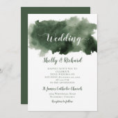 Pine Green Watercolor Wash Winter Hochzeit Einladung (Vorne/Hinten)