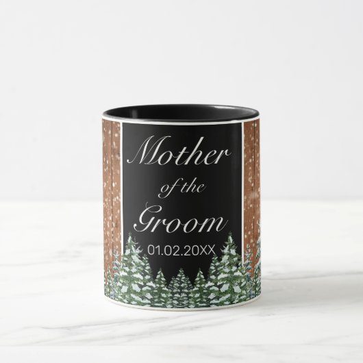 Pine-Hochzeit mit Schwarzschneewald und Waldkiefer Tasse (Zentrum)