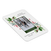 Pine Holly Berries Foto Weihnachtskarte Magnet (Rechte Seite)
