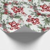Pine Holly Red Floral Christmas Geschenkpapier (Ecke)