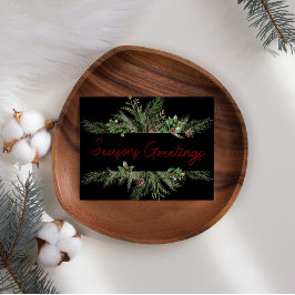 Pine Holly Script Holiday Weihnachtskarte