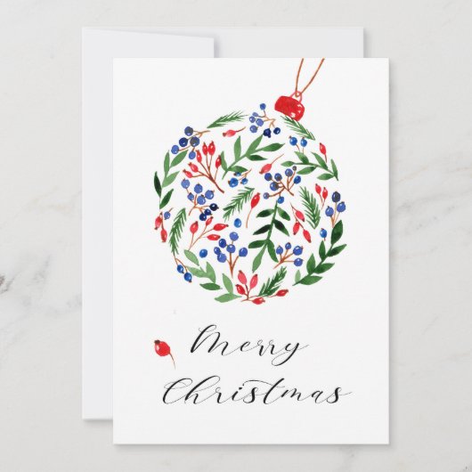 Pine Holly Wreath Business Weihnachtskarte (Vorderseite)