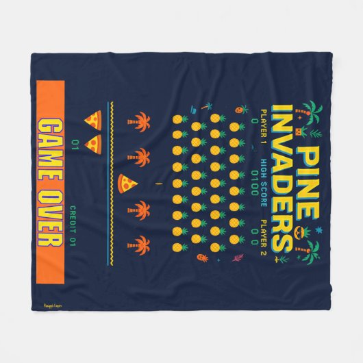 Pine Invaders Pineaple Empire Retro Games Series Fleecedecke (Vorderseite (Horizontal))