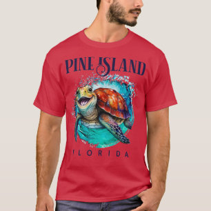 Pine Island Florida Wasserfarbener Happy Sea Turtl T-Shirt