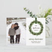 Pine Kreath 3 Foto | Weihnachtsbrief Feiertagskarte (Stehend Vorderseite)