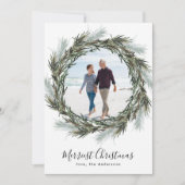 Pine Kreath Christmas Ein Foto Feiertagskarte (Vorderseite)