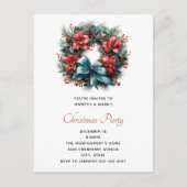 Pine Kreath mit Holly Christmas Einladungspostkarte (Vorderseite)