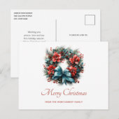 Pine Kreath mit Holly Christmas Holiday Feiertagspostkarte (Vorne/Hinten)