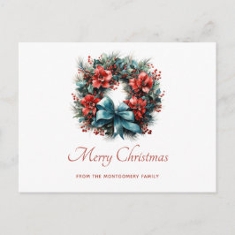 Pine Kreath mit Holly Christmas Holiday Feiertagspostkarte