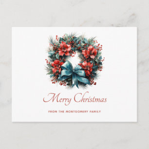 Pine Kreath mit Holly Christmas Holiday Feiertagspostkarte