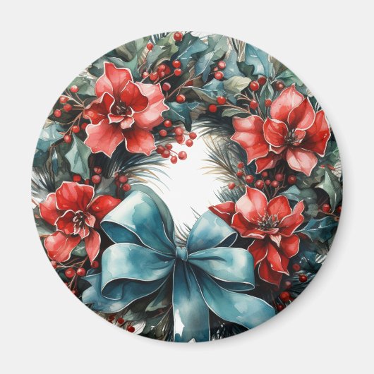 Pine Kreath mit Holly Christmas Magnet (Vorne)