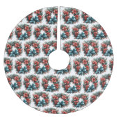 Pine Kreath mit Holly Christmas Pattern Polyester Weihnachtsbaumdecke (Vorderseite)