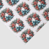 Pine Kreath mit Holly Christmas Pattern Seidenpapier (Ausschnitt)