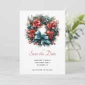 Pine Kreath mit Holly Christmas Save The Date (Stehend Vorderseite)