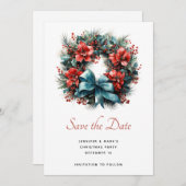 Pine Kreath mit Holly Christmas Save The Date (Vorne/Hinten)