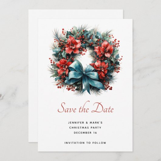 Pine Kreath mit Holly Christmas Save The Date (Vorne/Hinten)