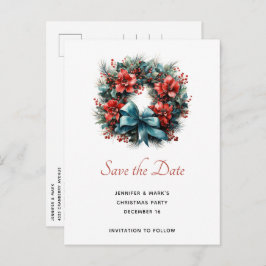 Pine Kreath mit Holly Christmas Save the Date Einladungspostkarte