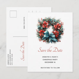 Pine Kreath mit Holly Christmas Save the Date Einladungspostkarte