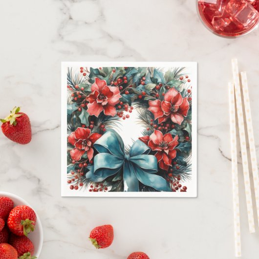 Pine Kreath mit Holly Christmas Serviette (Beispiel)