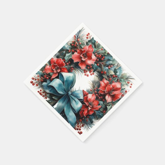 Pine Kreath mit Holly Christmas Serviette (Ecke)