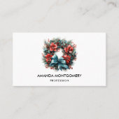 Pine Kreath mit Holly Christmas Visitenkarte (Vorderseite)