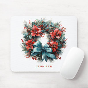 Pine Kreath mit Holly Festivals Weihnachten Mousepad