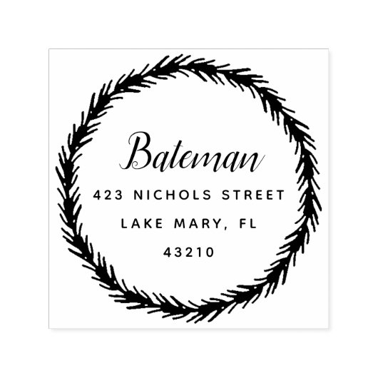 Pine Kreath | Rücksendeadresse Selbstfarbige Brief Permastempel (Design)