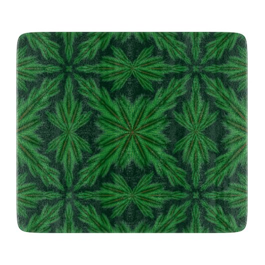 Pine Mandala Forest Glass Cutting Board Schneidebrett (Vorderseite)