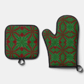 Pine Mandala Garnet Ofenhandschuh & Topflappen-Set (Vorderseite)
