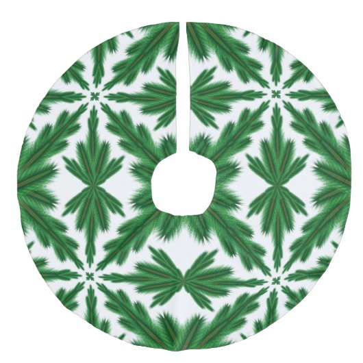 Pine Mandala Tree Skirt Leinenimitat Weihnachtsbaumdecke (Vorderseite)