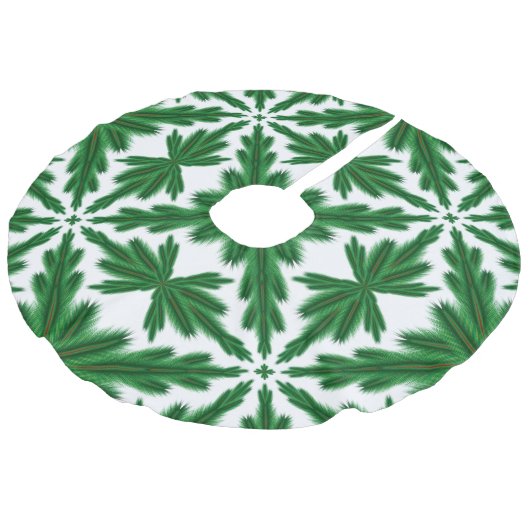 Pine Mandala Tree Skirt Leinenimitat Weihnachtsbaumdecke (Schrägansicht)