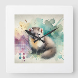 Pine Marten 081024AREF112 - Watercolor Quadratische Wanduhr