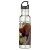 Pine Marten auf Log Edelstahlflasche (Vorderseite)
