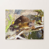 Pine Marten auf Log Editable Puzzle (Horizontal)
