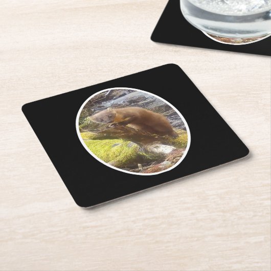 Pine Marten auf Log Paper Untersetzer (angewinkelt)