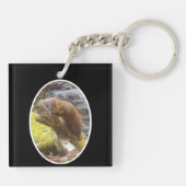 Pine Marten auf Log Schlüsselanhänger (Rückseite)