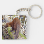 Pine Marten auf Log Schlüsselanhänger (Rückseite)