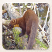 Pine Marten auf Log-Untersetzer Rechteckiger Pappuntersetzer (Vorderseite)