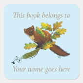 Pine Marten Herbst Leaves Buchzeichen Quadratischer Aufkleber (Vorderseite)