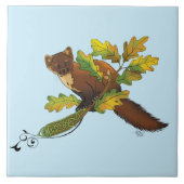 Pine Marten Herbstleaves Fliese (Vorderseite)