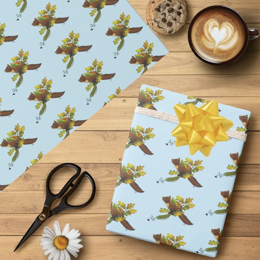 Pine Marten Herbstleaves Geschenkpapier