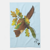 Pine Marten Herbstleaves Geschirrtuch (Vertikal)