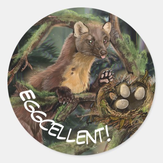 Pine Marten Runder Aufkleber (Vorderseite)