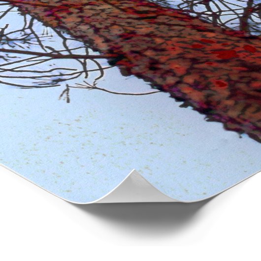 Pine mit Red Trunk Poster (Ecke)