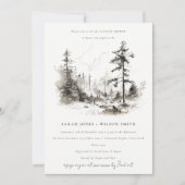 Pine Mountain Landschaft Sketch Paare Dusche Einladung (Vorderseite)