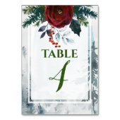 Pine Mountain Rose Winterhochzeit Tischnummer (Rückseite)